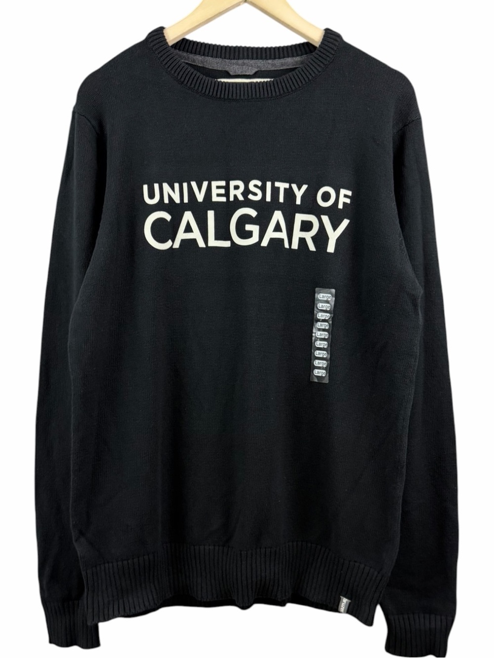 NEW University of Calgary Knit Crewneck Sweater Cotton Black Unisex Size Large